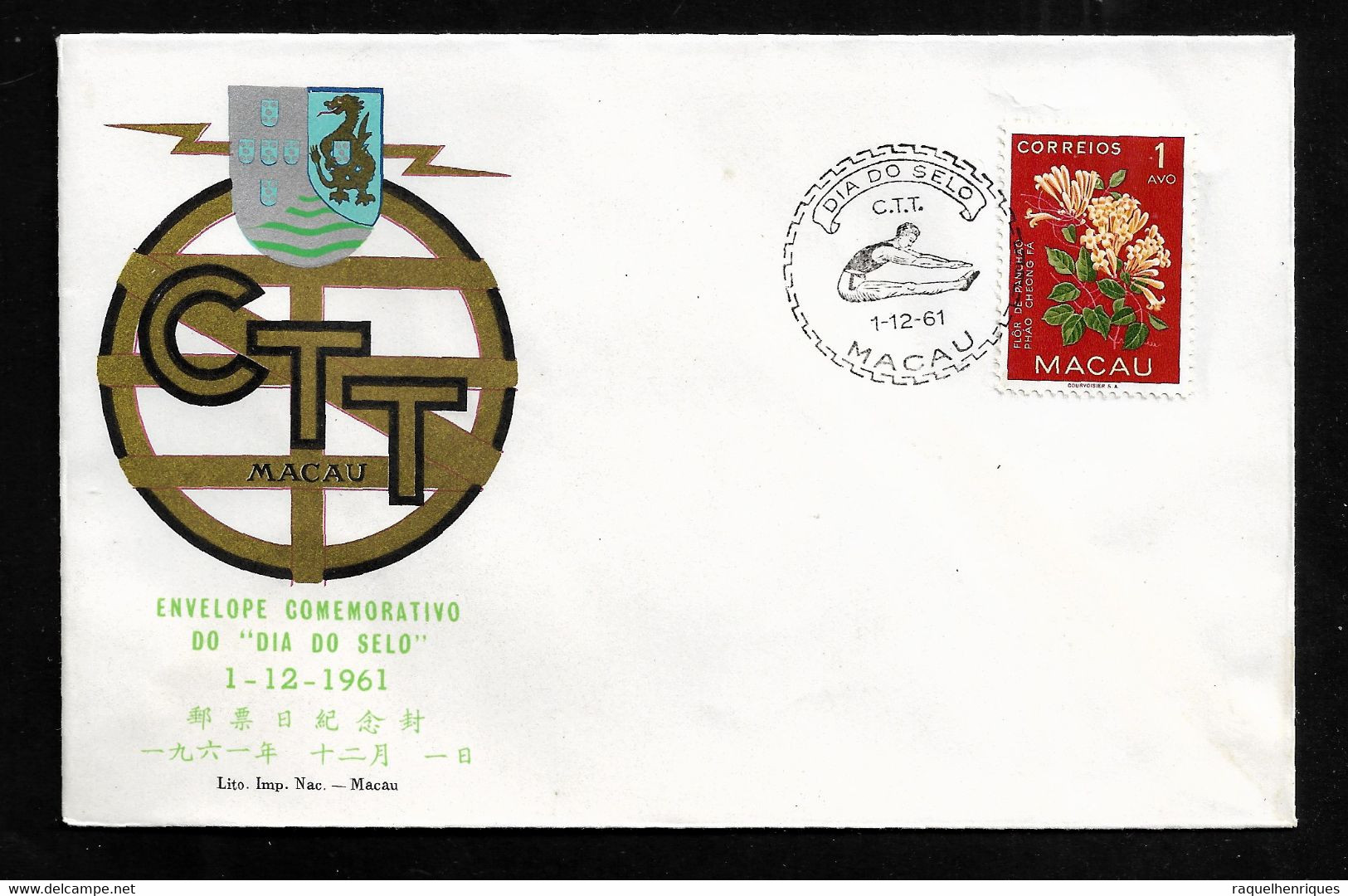 MACAU COVER - 1961 STAMP DAY - MACAU - DIA DO SELO (STB10-544) - Lettres & Documents