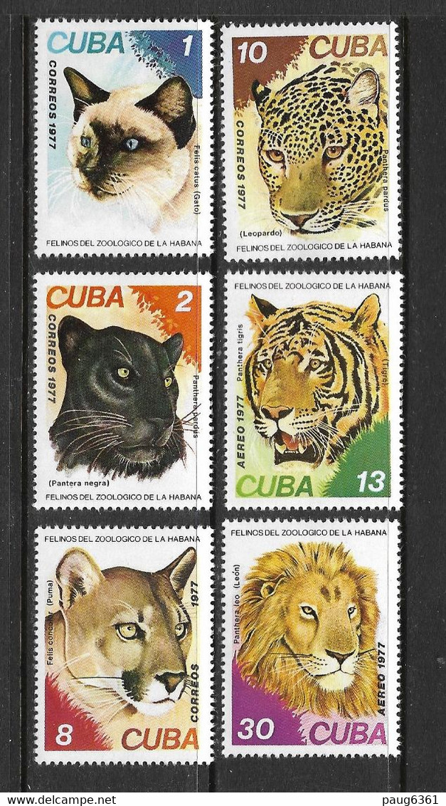 CUBA  1977 CHATS ET FELINS  YVERT N°2033/36-A267/68 NEUF MNH** - Sonstige & Ohne Zuordnung