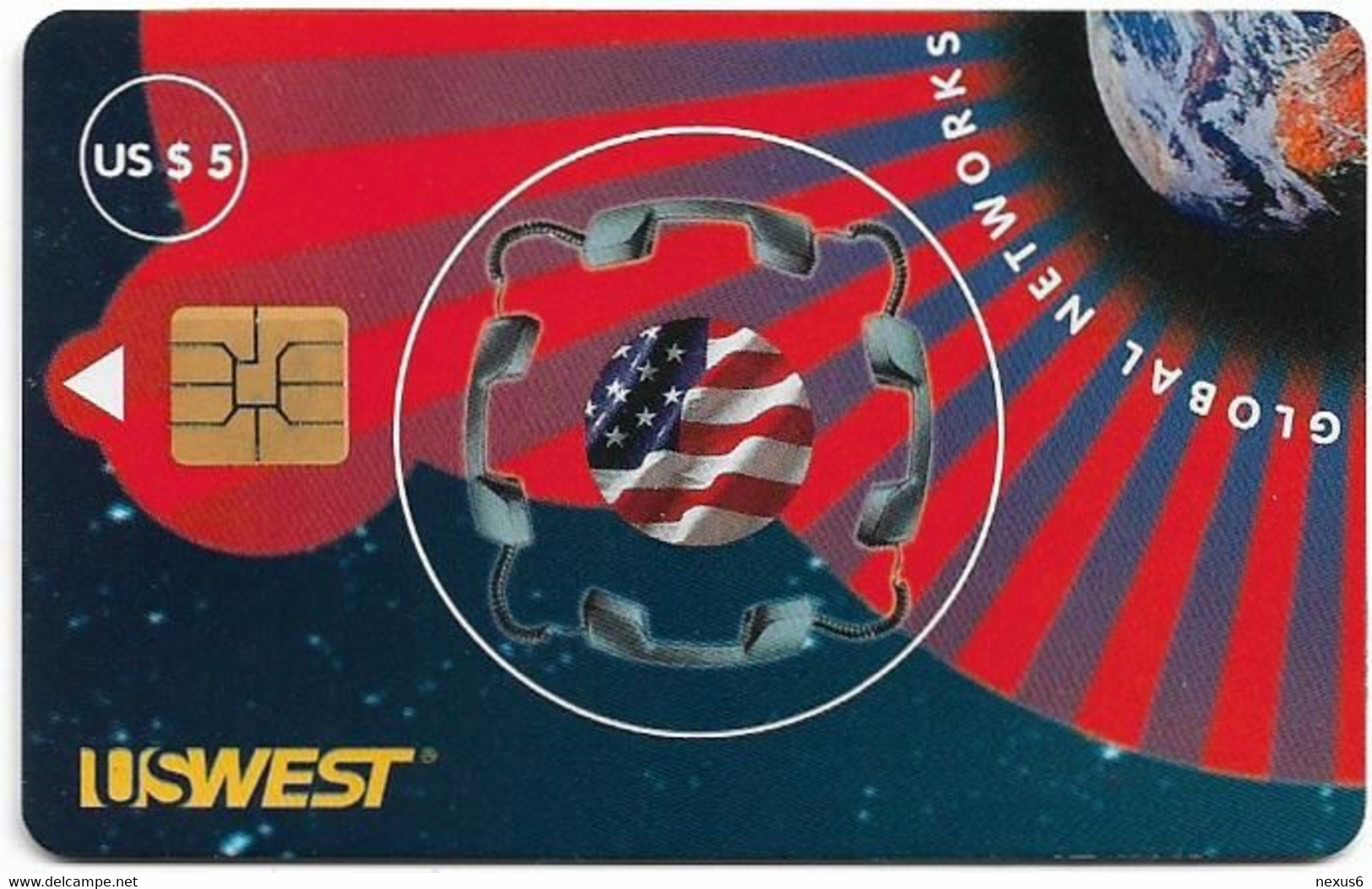 USA - U.S. West (Chip) - Joint Global Card Series Puzzle Piece 'D', 10.1996, 5$, 8.000ex, Mint - Cartes à Puce