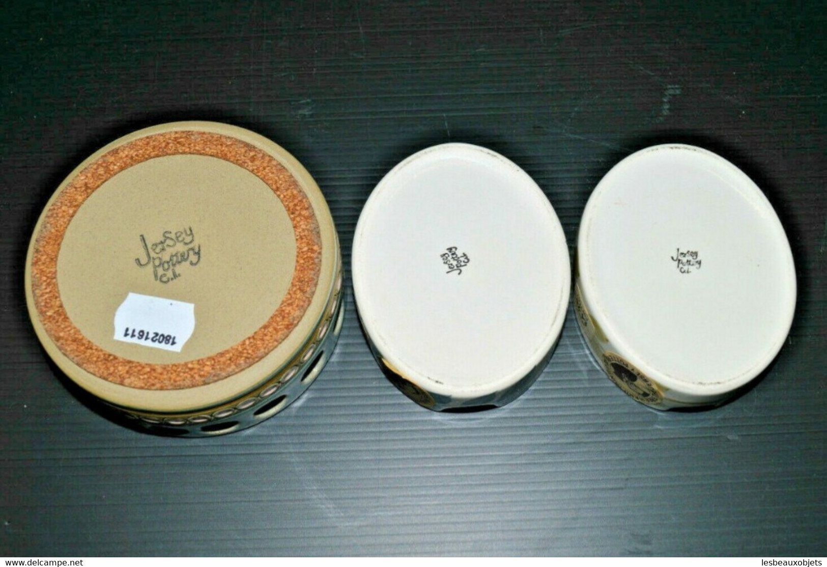 2 CENDRIERS & 1 COUPELLE Céramique JERSEY ANCIENS état neuf étiquettes origine déco COLLECTION VITRINE