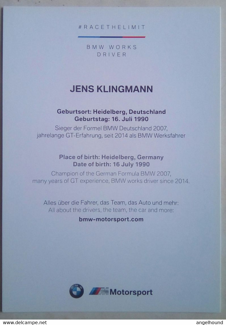 Jens Klingmann ( BMW Motorsports Driver) - Trading Cards