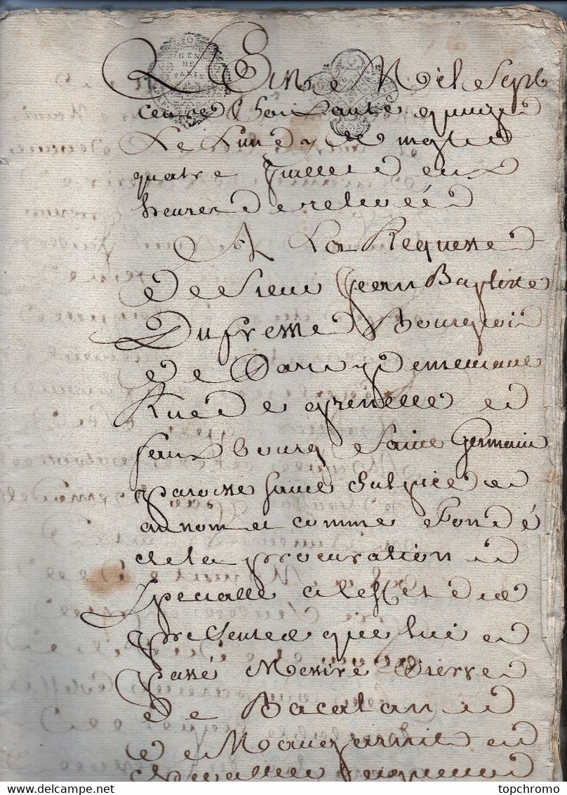 Important Acte Notarié Manuscrit 1775 138 Pages 18ème Siècle Cachet Généralité Paris Saint Germain De Bacalan Dufressie - Manuscripts