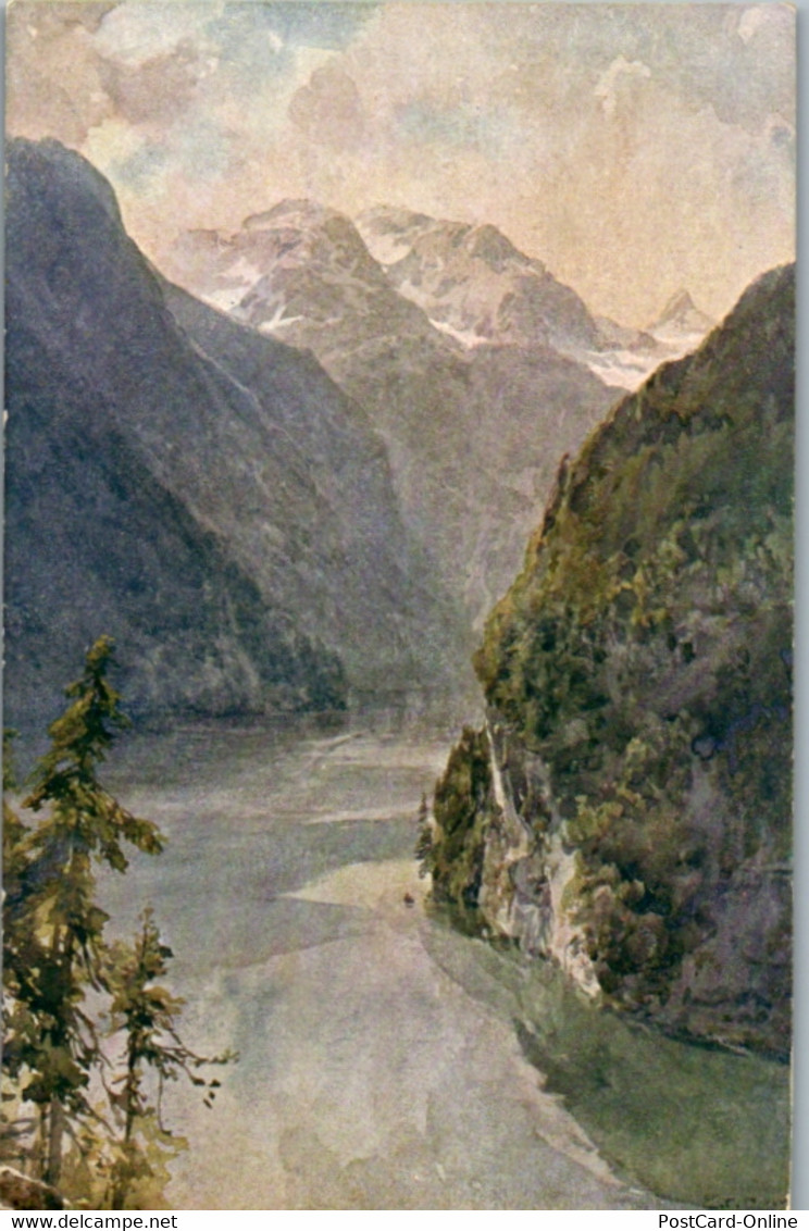 14602 - Künstlerkarte - Königssee , Falkensteinwand , Signiert E. T. Compton - Gelaufen 1919 - Compton, E.T.