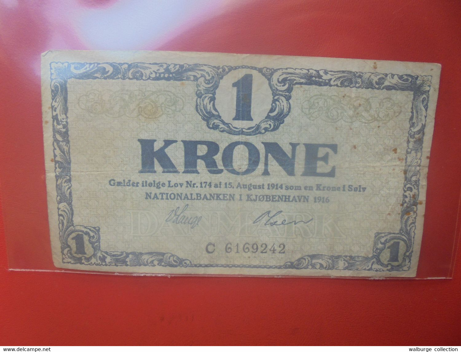 DANEMARK 1 KRONE 1916 Circuler (B.24) - Dänemark