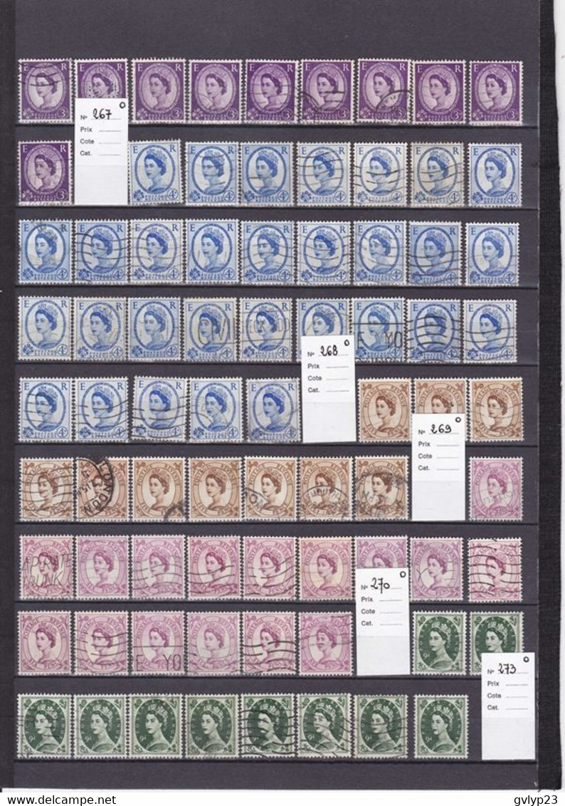 ELISABETH II UN LOT DE 230 TIMBRES OBLITéRéS 1952 - Hojas & Múltiples