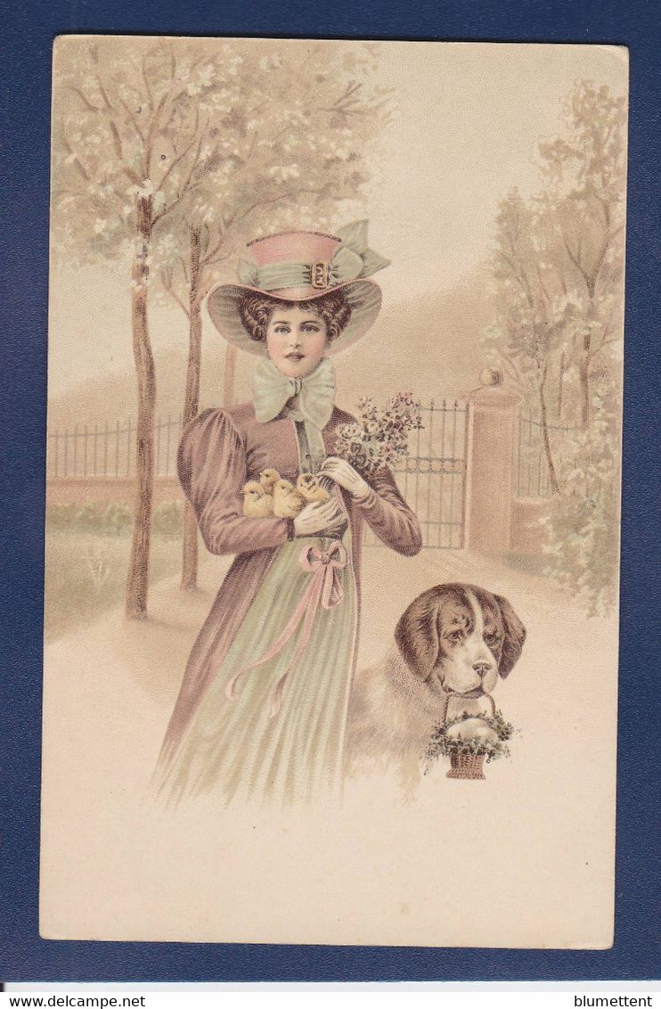 CPA Type VIENNE Viennoise Femme Girl Woman Non Circulé Poussins Chien - Vienne