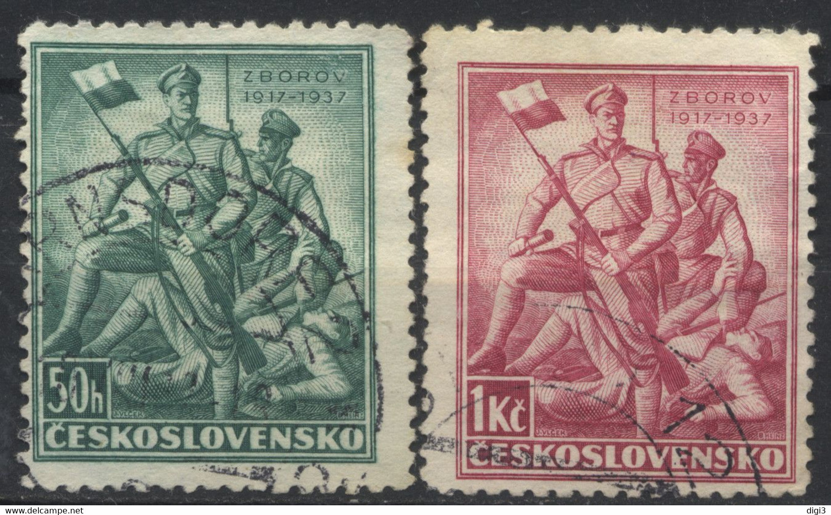 Tchécoslovaquie, 1937, 20e Anniversaire De La Bataille De Zborov (Ukr.), Série Complète Oblitérée - Autres & Non Classés