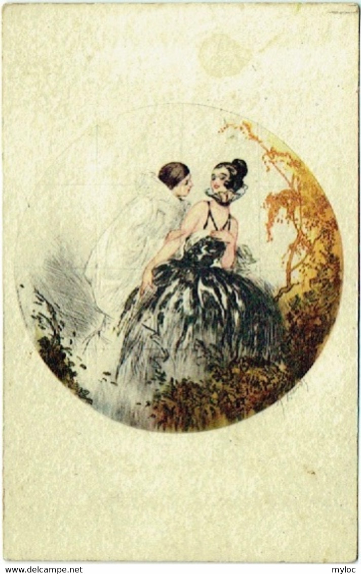 Illustrateur : HARDY. Pierrot Et Femme En Robe Noire. - Hardy, Florence