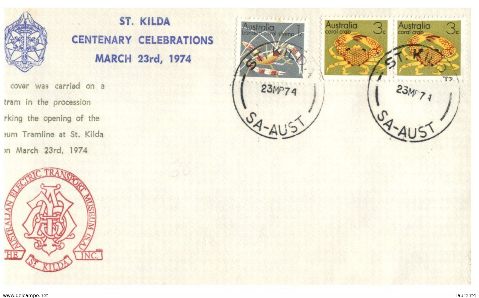 (YY 9 A) Australia FDC Cover - 1974  (1 Cover) St Kilda Centenary - Primi Voli