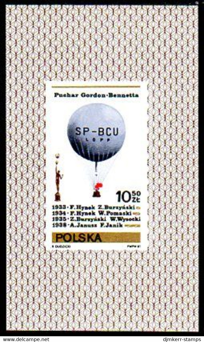 POLAND 1981 Gordon Bennett Balloon Championships Block MNH / **.  Michel Block 85 - Blocs & Hojas