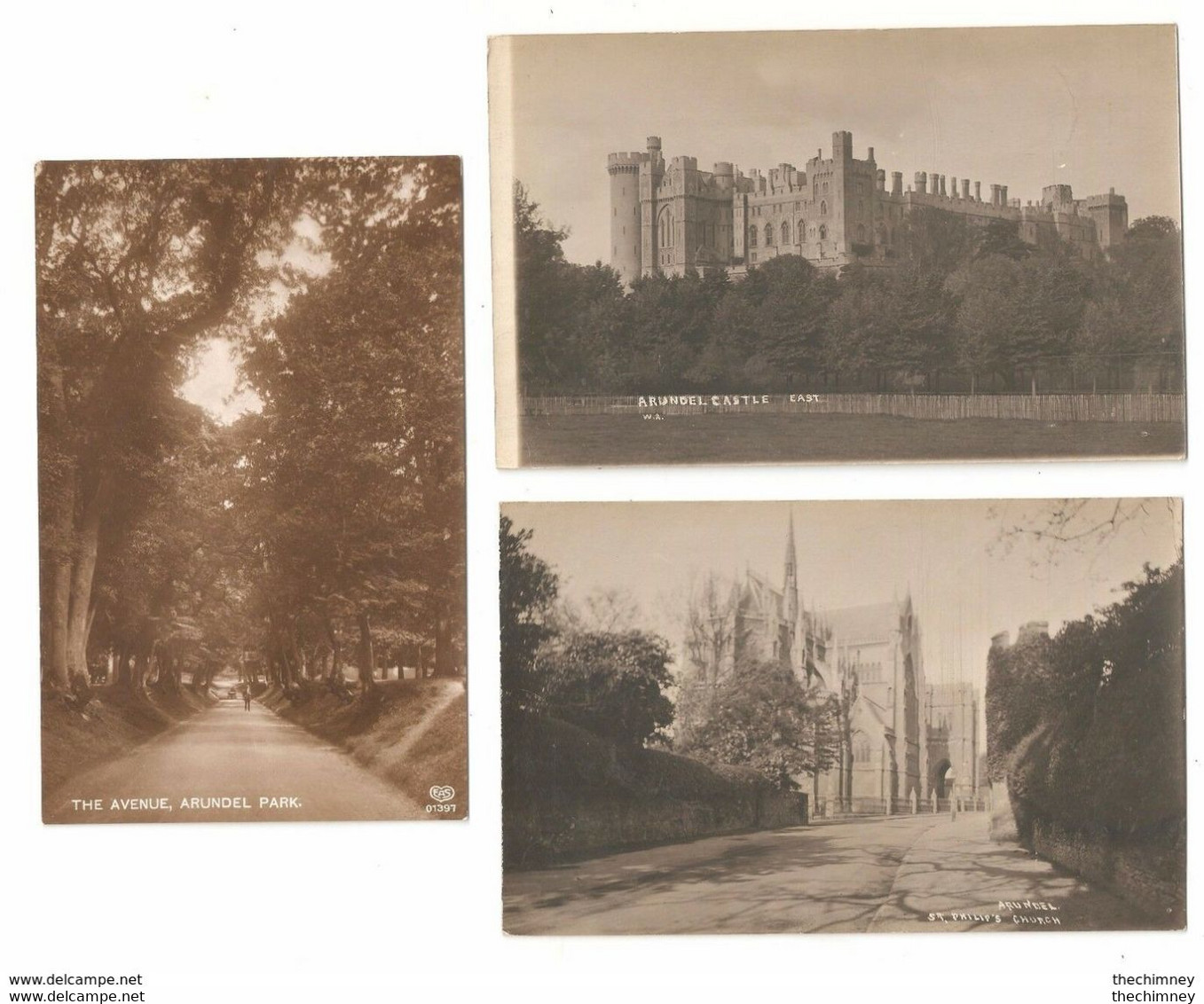 THREE RP POSTCARDS OF  ARUNDEL SHOWING CHURCH CASTLE - Arundel