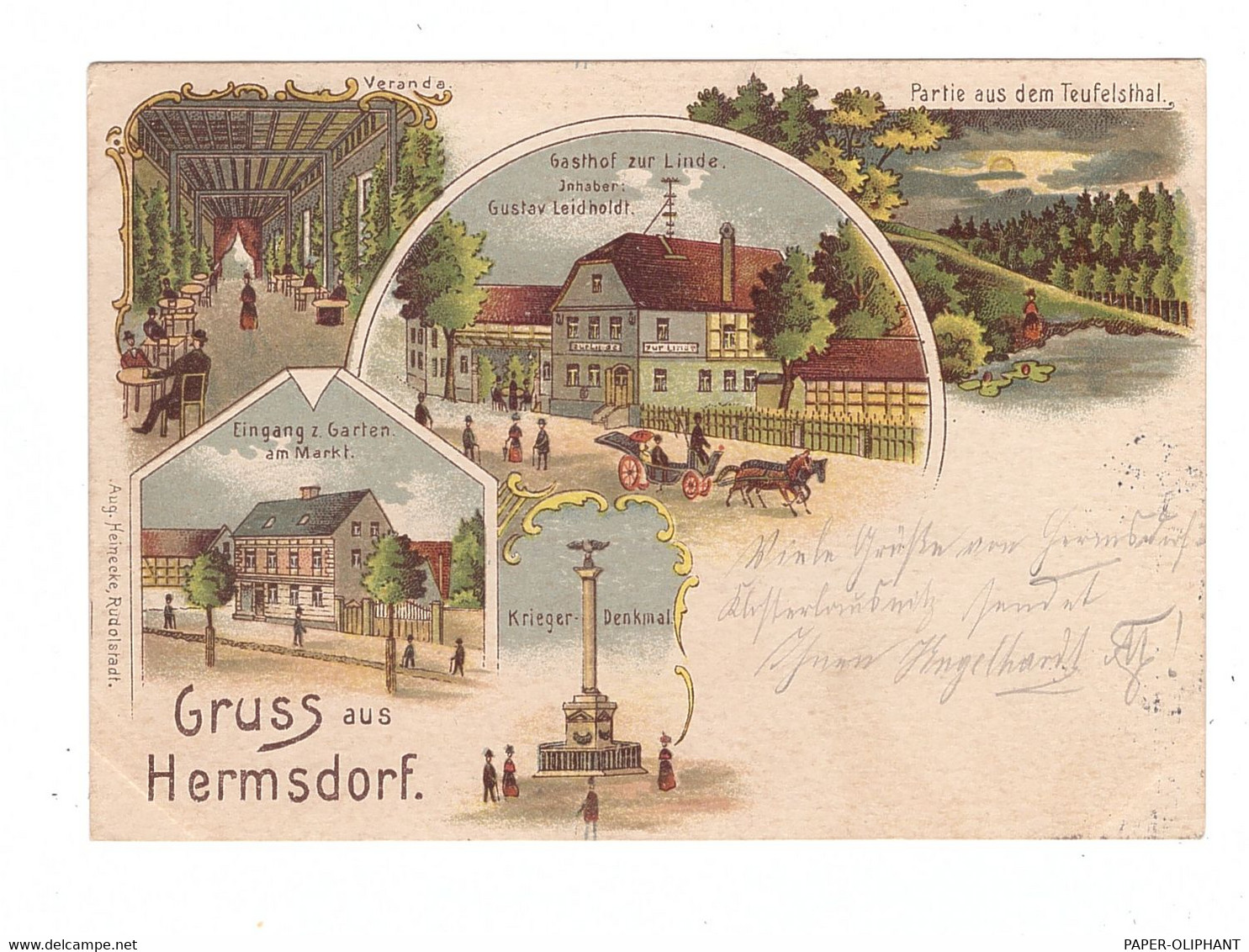 0-6530 HERMSDORF, Lithographie, Gasthof Zur Linde - Hermsdorf