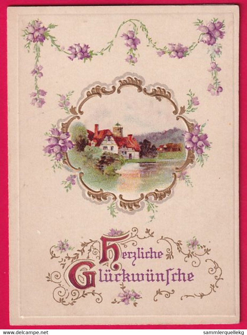 Prägekarte Aufklappbare Um Ca 1900, Herzliche Glückwunsche - New Year