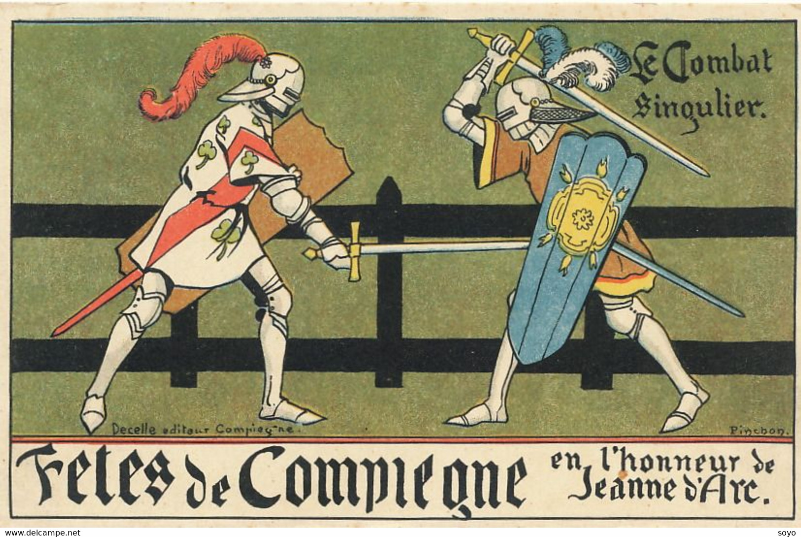 Art Card Litho Fencing  Fete Jeanne Arc Escrime Combat - Fencing