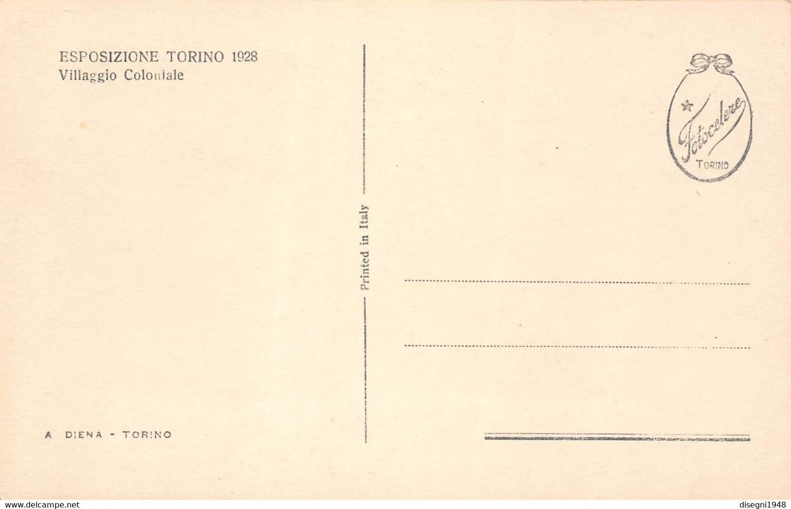 09887 "ESPOSIZIONE TORINO 1928 - VILLAGGIO COLONIALE" ARCHITETT. DEL '900. ANIMATA.CART. ORIG. NON SPED. - Exhibitions