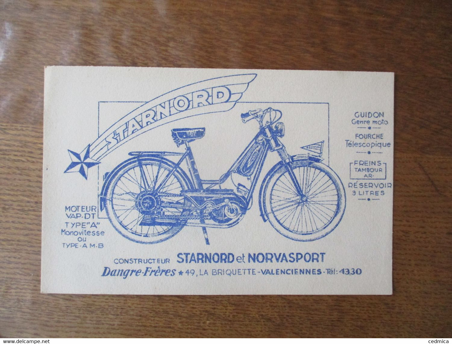 STARNORD MOTEUR VAP.DT TYPE "A" MONOVITESSE OU TYPE.A.M.B. CONSTRUCTEUR STARNORD ET NORVASPORT DANGRE VALENCIENNES - Fahrrad & Moped