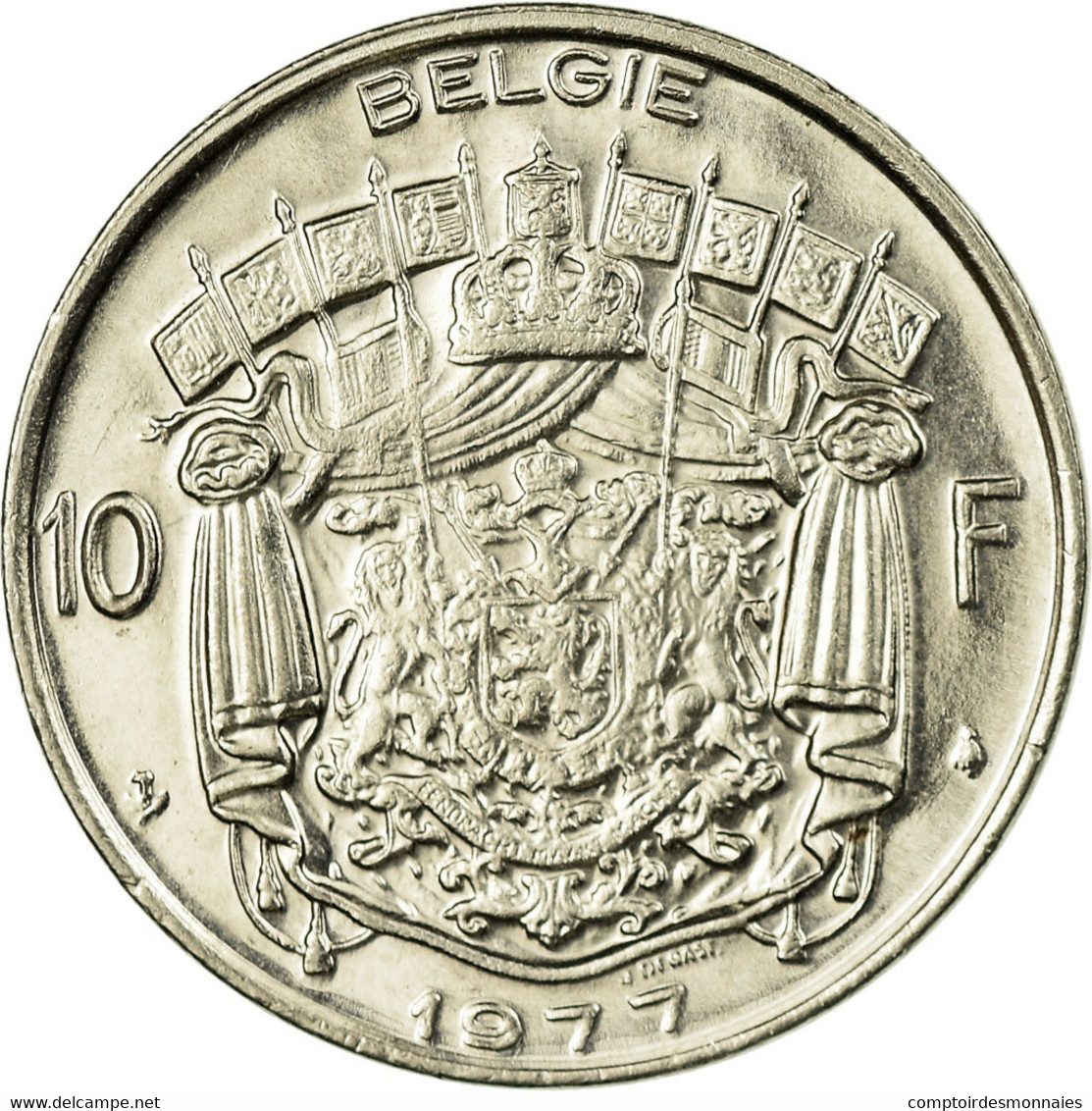 Monnaie, Belgique, 10 Francs, 10 Frank, 1977, Bruxelles, TTB, Nickel, KM:156.1 - 10 Francs