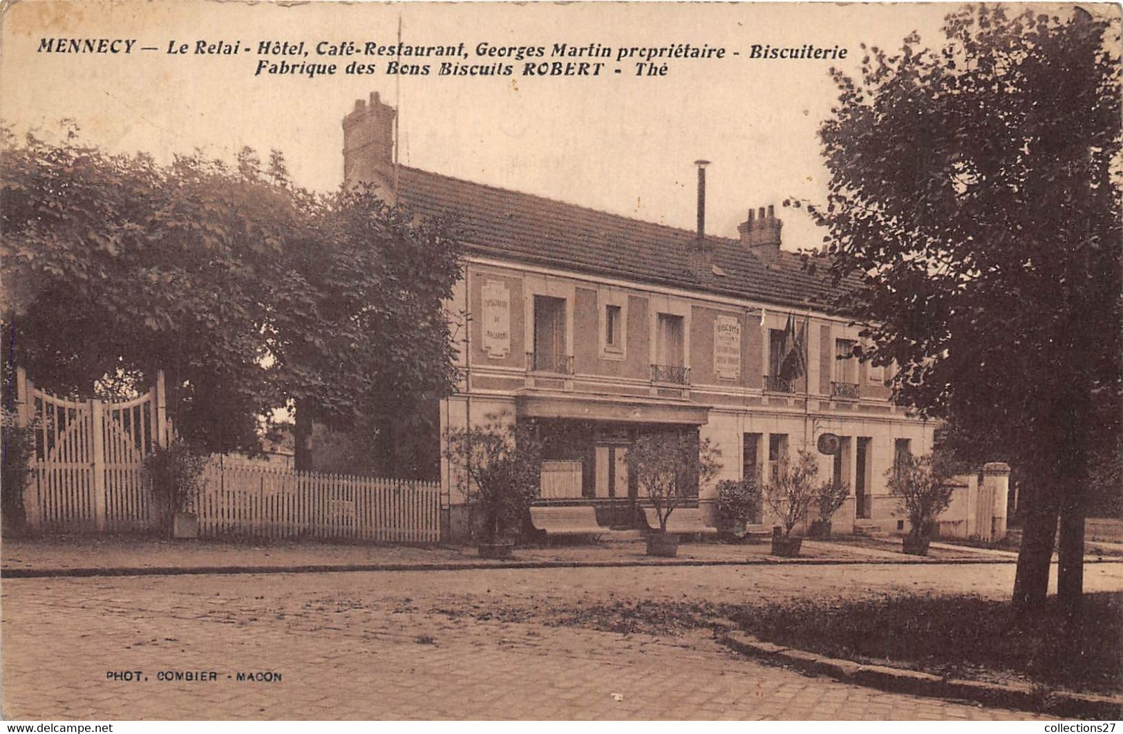 91-MENNECY- LE RELAI HÔTEL CAFE RESTAURANT GEORGES MARTIN , BISCUITERIE FABRIQUE DES BONS BISCUITS ROBERT - Mennecy