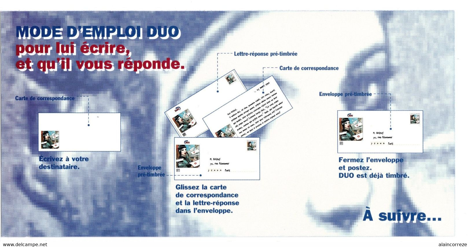 PAP Entier Postal DUO Femme Complet Enveloppe Prétimbrée + Carte + Carte Prétimbrée Pour Le Retour Stylo Encre - Prêts-à-poster:  Autres (1995-...)