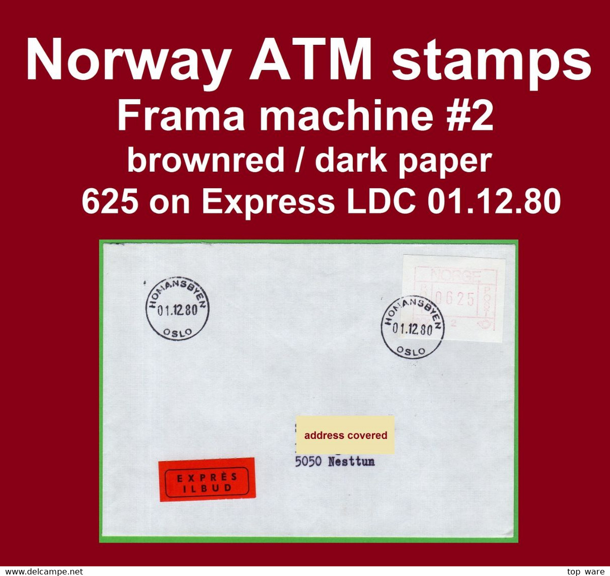 Norge Norwegen Norway ATM 1.2 Xb / 625 On Express LDC 01.12.80 / Frama Etiquetas Automatenmarken - Timbres De Distributeurs [ATM]