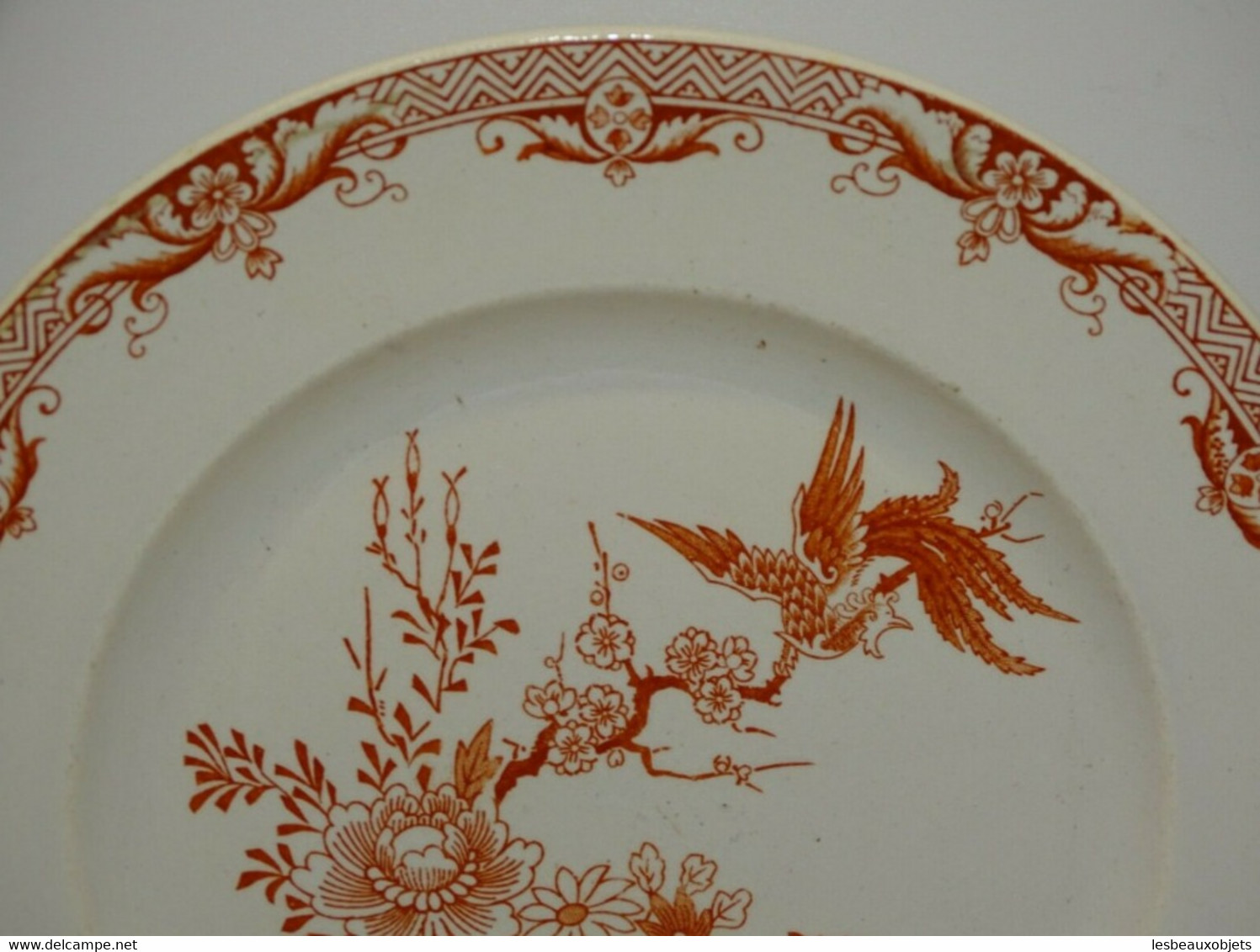 JOLI COMPOTIER CERAMIQUE CREIL & MONTEREAU B & Cie Déco Motifs Chinois Orangés COLLECTION DECO VITRINE Table - Creil Montereau (FRA)