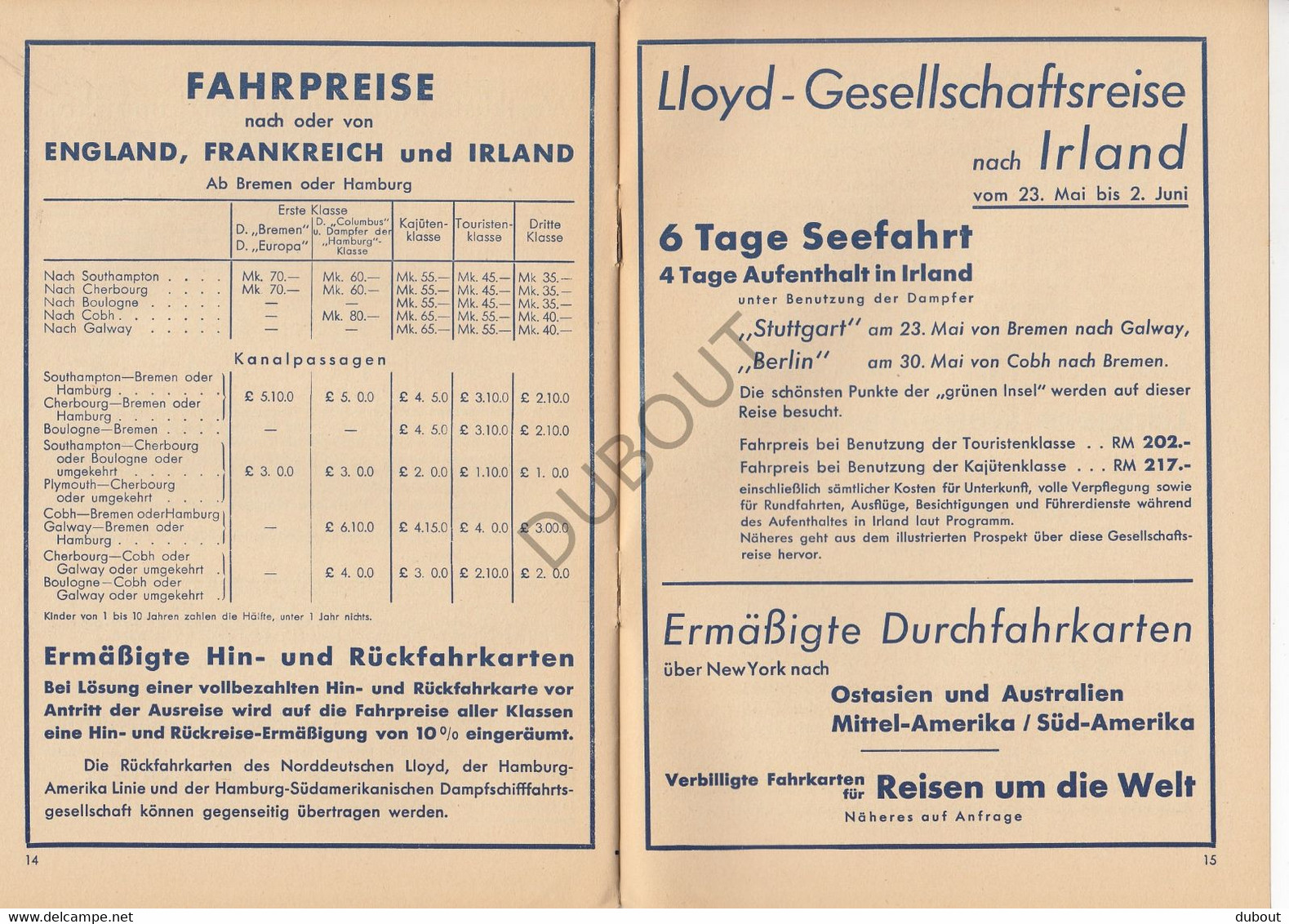 Navigation Norddeutscher Lloyd Nordamerika Fahrplan 1935 (V44) - Mondo