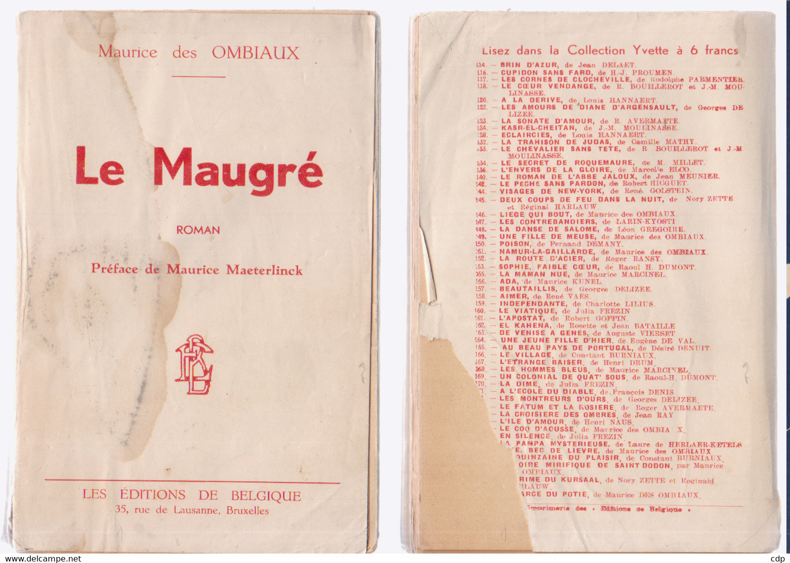 Le Maugré  Maurice Des Ombiaux - Autores Belgas