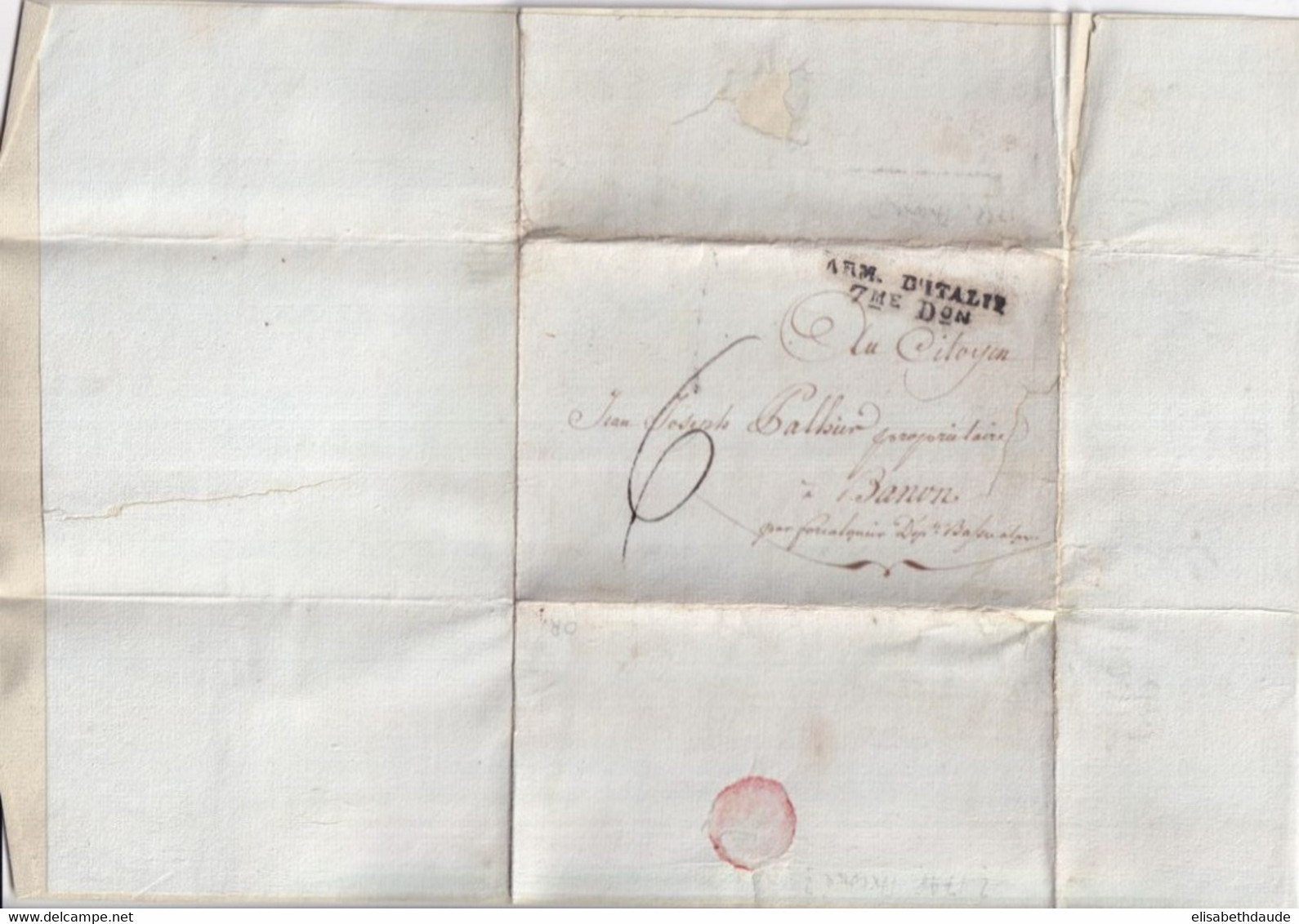 1799 - ARMEE D'ITALIE 7 EME DIVISION (COTE = 350 EUR) - LETTRE De ANCONA SANS CORRESPONDANCE => BANON (BASSES ALPES) - Army Postmarks (before 1900)