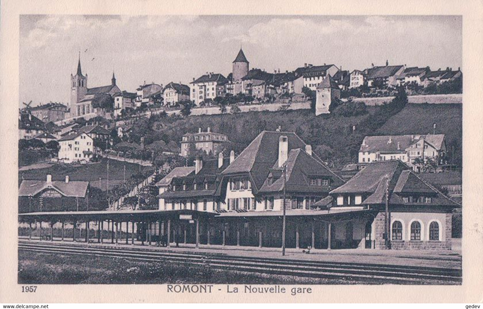 Romont FR, Chemin De Fer Et La Nouvelle Gare (20.7.1925) - Romont