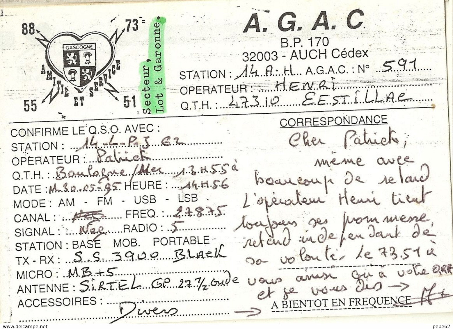 Lot Et Garonne-carte De Qsl- Auch--cpm - CB