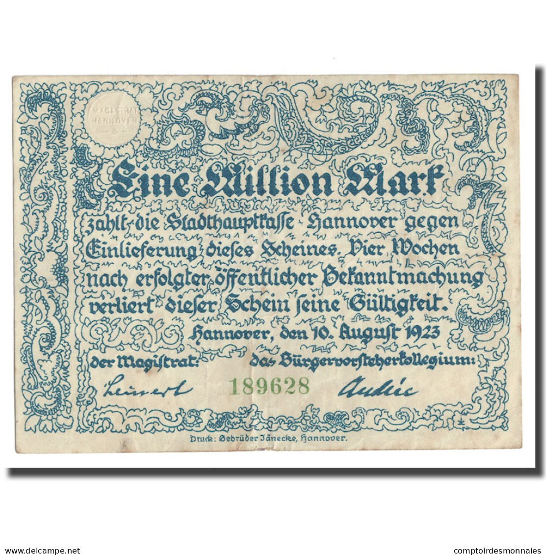 Billet, Allemagne, 1 Million Mark, 1923, 1923-08-10, KM:S1301, TB+ - Bestuur Voor Schulden