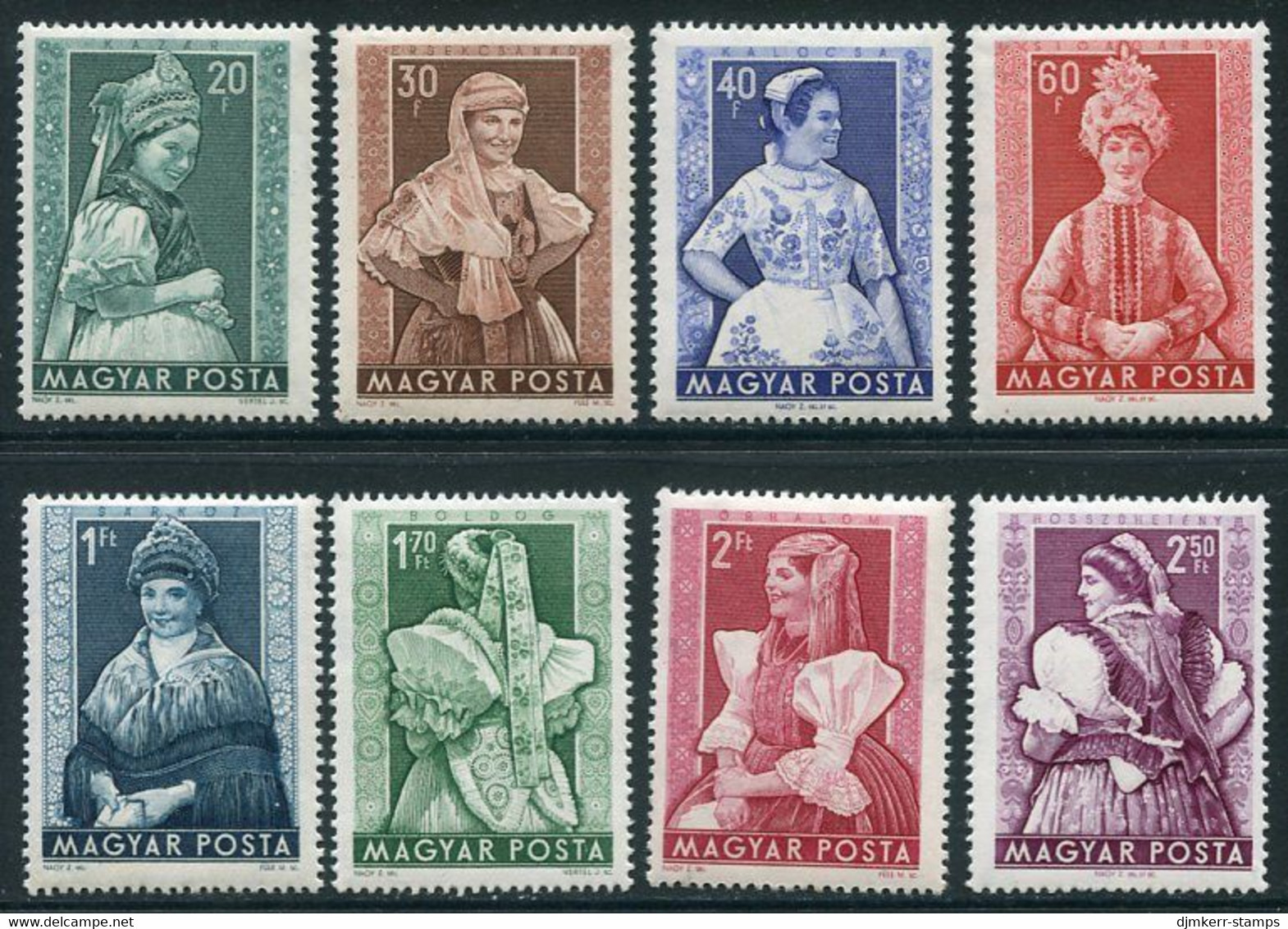 HUNGARY 1953 Women's Costumes Set Of Eight MNH / **. Michel 1330-37 - Nuovi