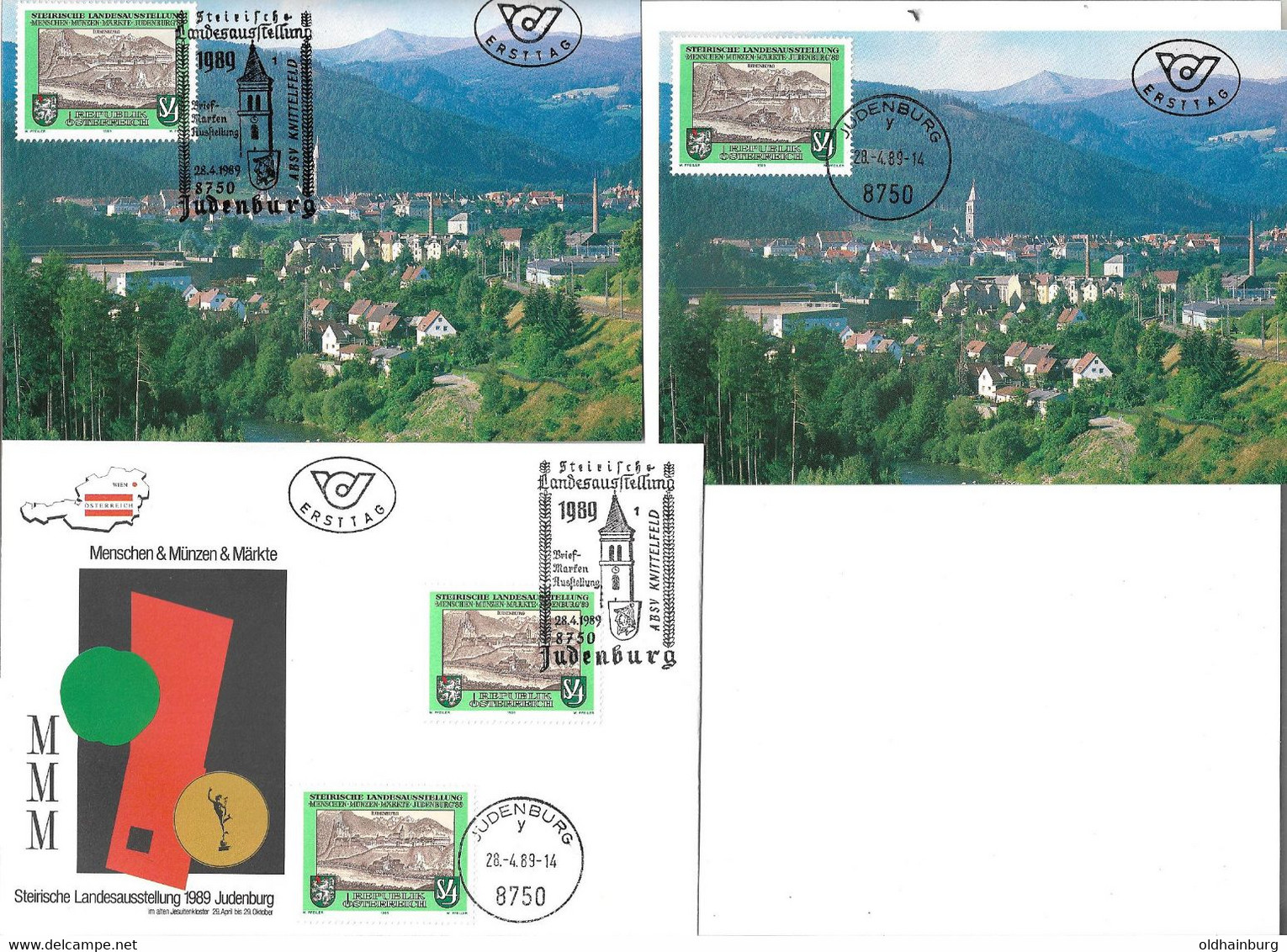 3100e: Heimatsammlung 8750 Judenburg, Landesausstellung 1989, Maxikarte, FDCs, Sonderstempelbelege - Judenburg