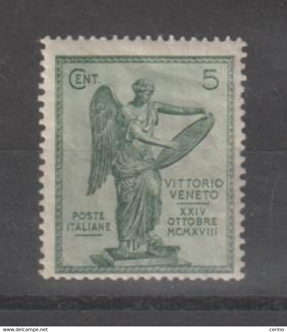 REGNO  VARIETA':  1921  VITTORIA  ALATA  -  5 C. VERDE. N. -  CORONA  C.SX. -  C.E.I. 111 - Versichert