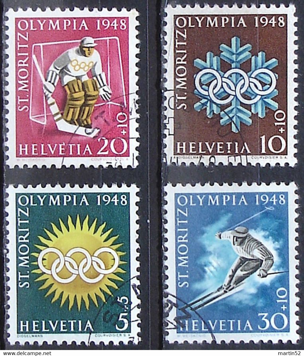 Schweiz Suisse 1948: Winter-Olympiade D'hiver Zu WIII 25-28 Mi 492-495 Yv 449-452 Mit Sonder-o ST.MORITZ (Zu CHF 17.00) - Winter 1948: St. Moritz