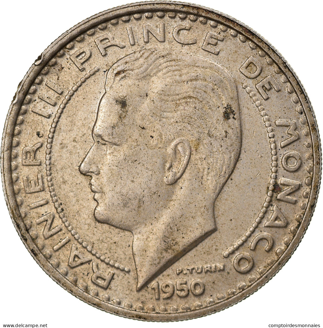 Monnaie, Monaco, Rainier III, 100 Francs, Cent, 1950, TTB, Copper-nickel - 1949-1956 Anciens Francs