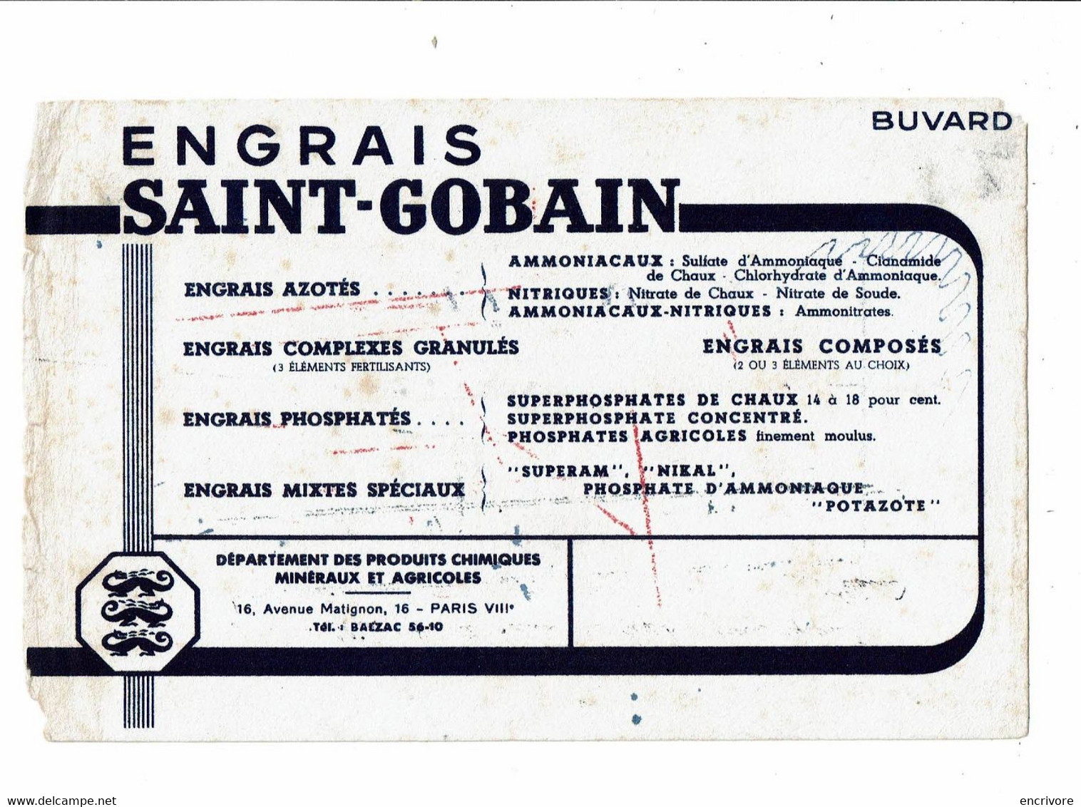 Buvard Compagnie De SAINT GOBAIN Engrais 5 Buvards - Landwirtschaft