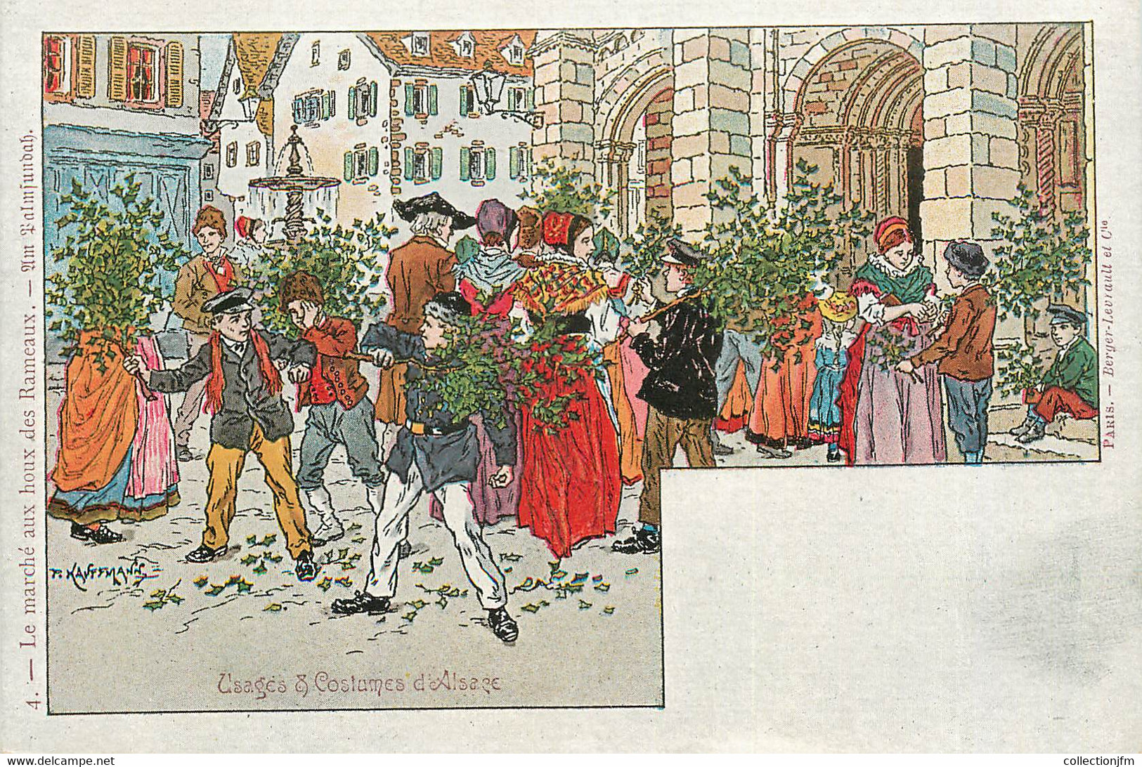 CPA  ILLUSTRATEUR P. KAUFFMANN "le Marché Aux Houx Des Rameaux"  / ALSACE - Kauffmann, Paul