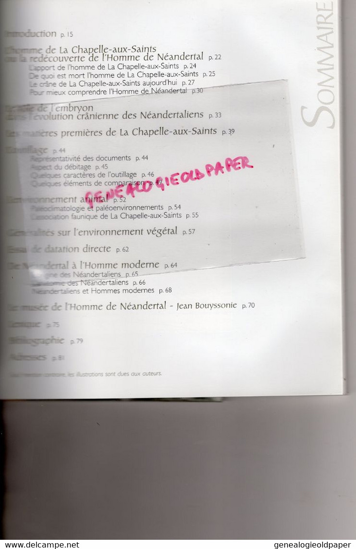 19-L' HOMME DE LA CHAPELLE AUX SAINTS- PRES-NEANDERTAL-YVES COPPENS-BEAULIEU-BEYNAT-MEYSSAC-ECOLE BOSSUET BRIVE-LIMOGES - Limousin