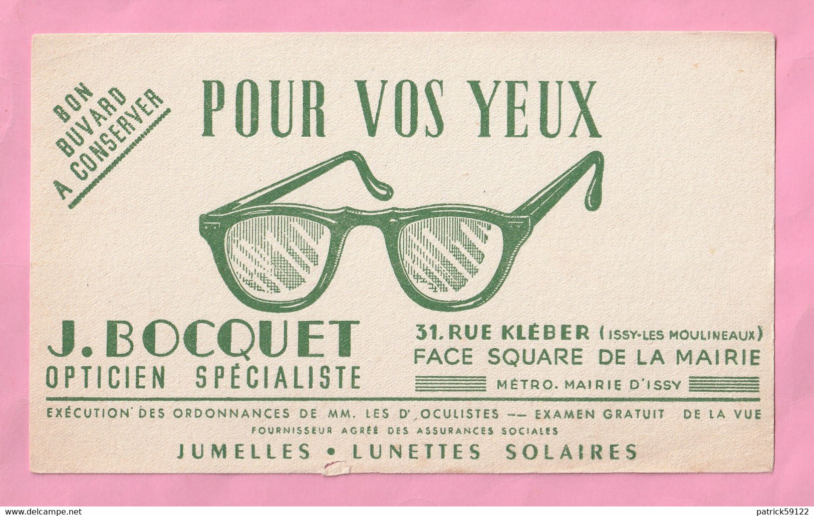 BUVARD - OPTICIEN - J BOCQUET - ISSY LES MOULINEAUX - O