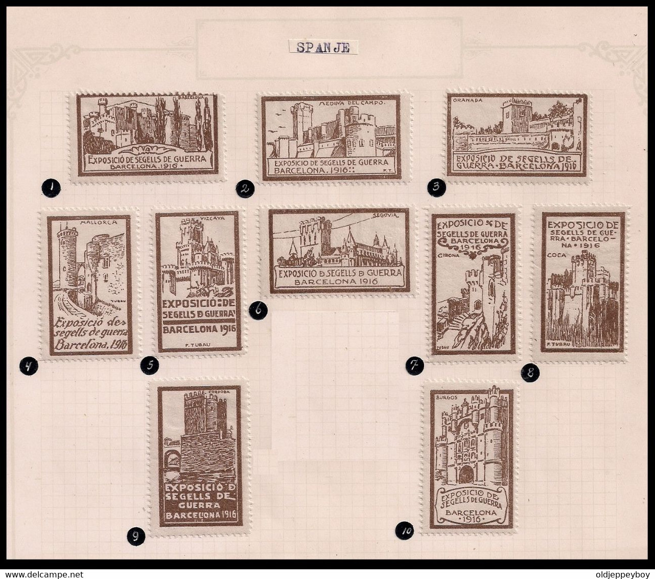 WW1 ERA Spain Barcelona, 1916, War Stamps Exhibition COMPLETE SET Cinderella - Other & Unclassified