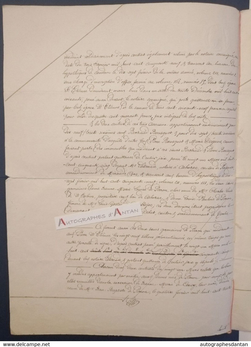 1863 Acte De Vente Manuscrit (vigne) Familles Bousquet Dégans Lamarque - Montréal (GERS) - Perruquet Bouscarrot Lapeyre - Manuscripts