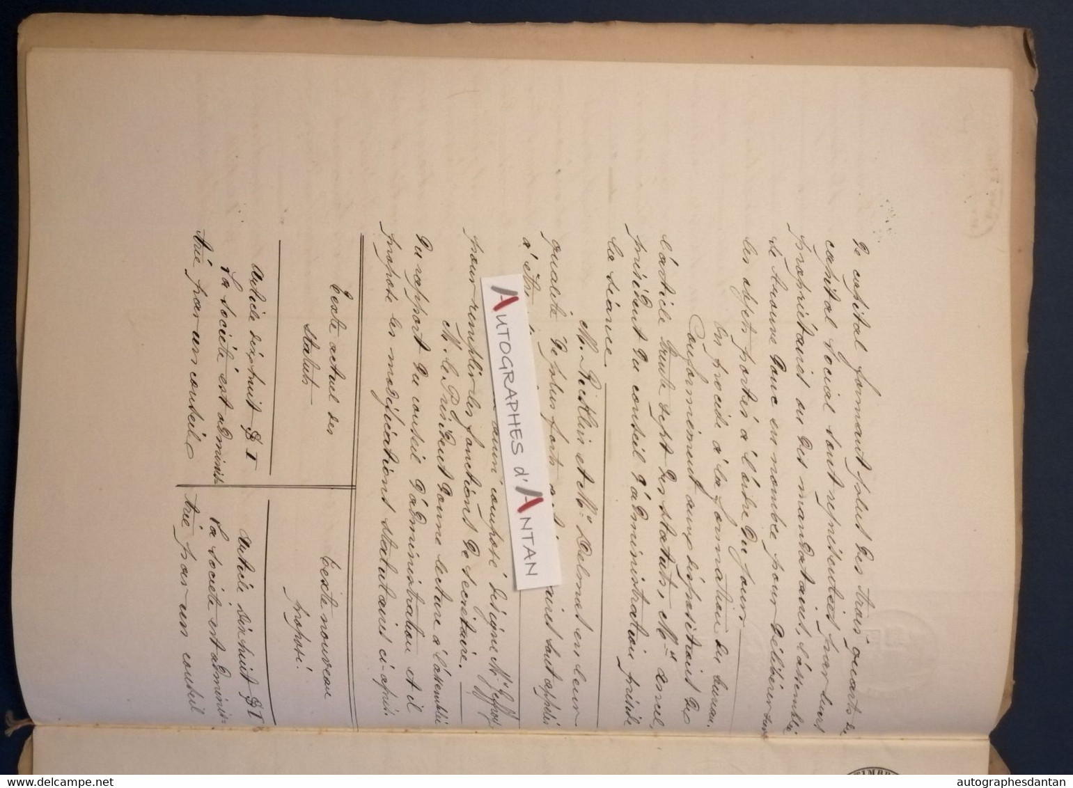 1880 Société Des Bitumes D'Auvergne - Me Persil - Manigler - Ingénieur Directeur - Ancel - Acte Manuscrit - Manuscripts