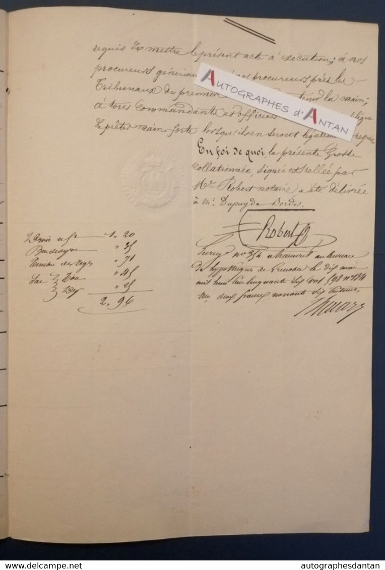 1856 Familles Dupuy De Bordes - Besson - Domaine De Saint Ours - Fait à Grenoble - Acte Manuscrit Vente "Napoléon...." - Manuscripts