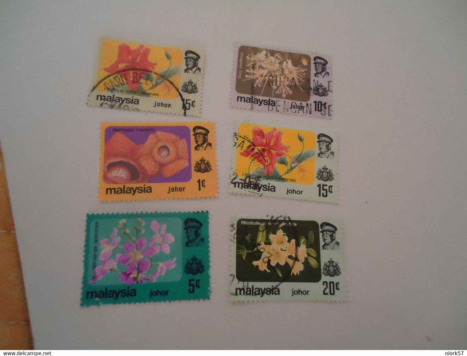 JOHORE  MALAYSIA USED STAMPS FLOWERS - Johore