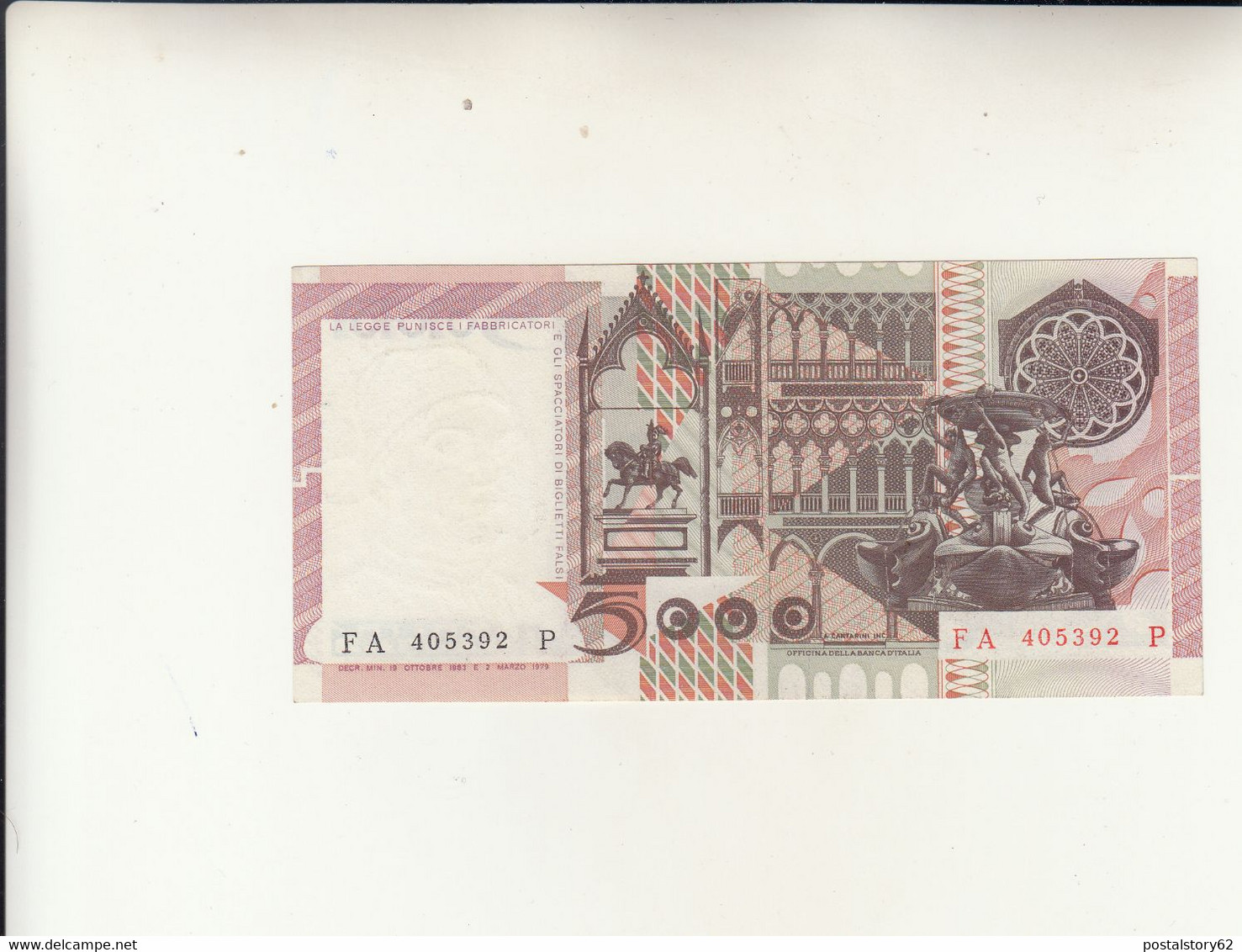 Banca D'Italia, 5000 Lire - Antonello Da Messina - Dec. 19 - 10 - 1983 - Ciampi / Stevani  FDS - 5000 Lire