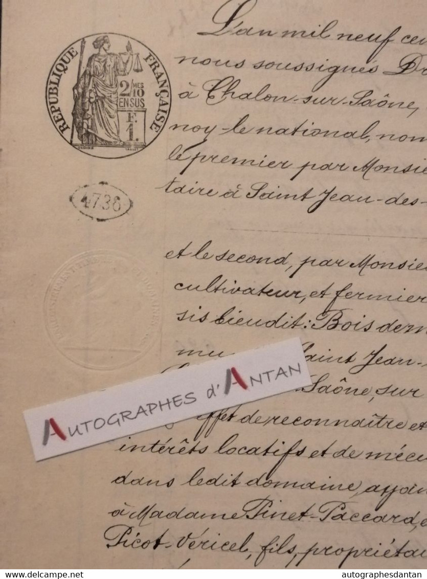 1898 Droux Picot Véricel - Chatenoy Le National (Royal) - Saint Jean Des Vignes - Chalon Sur Saône - 7p Acte Manuscrit - Manuscripts