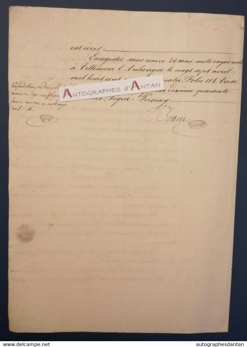 1844 Begue - Villeneuve L'Archevêque - Chaubert - Bruley - La Louchatte - Courgenay - Dupreuil - Pouy - Yonne Acte Vente - Manuscripts