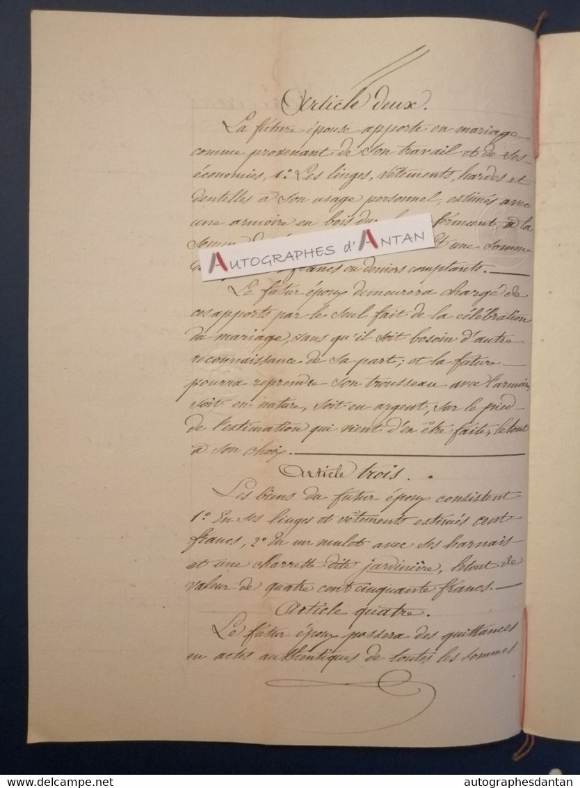 1853 Me BOLO - Mariage Penet (Senet ?) - Bertholier - Dubost - Thoissey - LIMONEST - Rhône Acte à étudier - Manuscripts