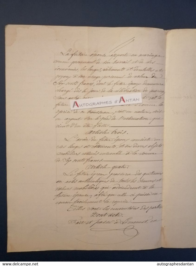 1853 Me BOLO - Mariage Michel RICHARD / Adrienne MOREL - Limonest - Rhône Acte à étudier - Manuscripts